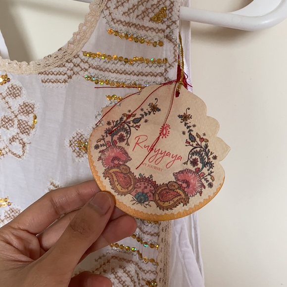 Rubyyaya white cotton maxi dress with embroidery - Picture 3 of 7